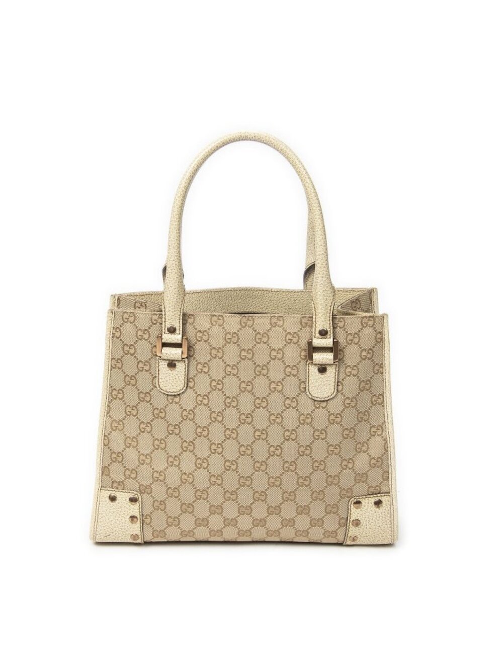 Gucci Scarlet Studs Tote Beige Ivory GG Canvas